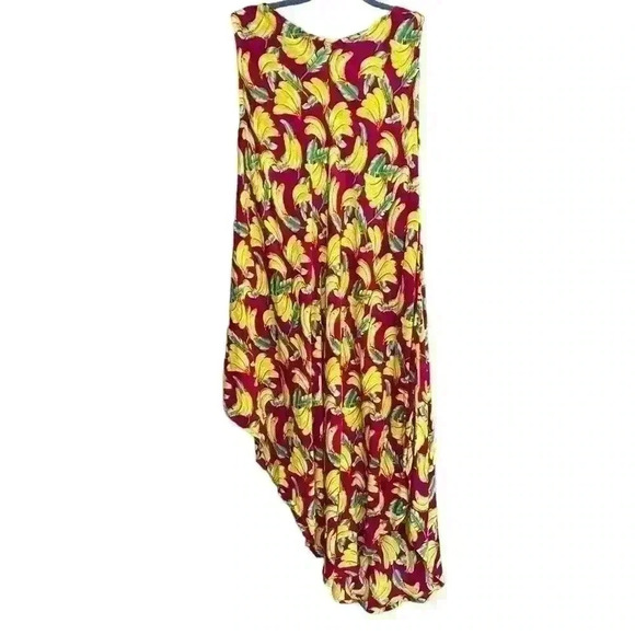 Vintage Jessica Taylor one size fuchsia banana print swim cover up asymmetrical - Picture 3 of 8